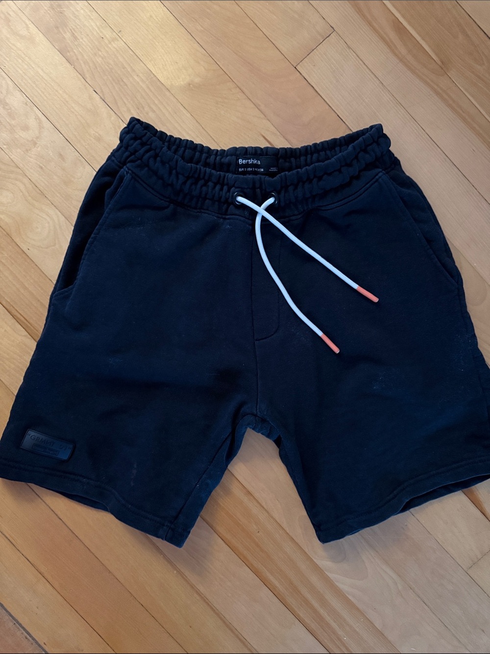 Bershka Black Men's Athletic Drawstring Shorts with Contrast Tips